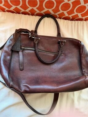 A.S.98 Rich Brown Leather Satchel with Top Handles